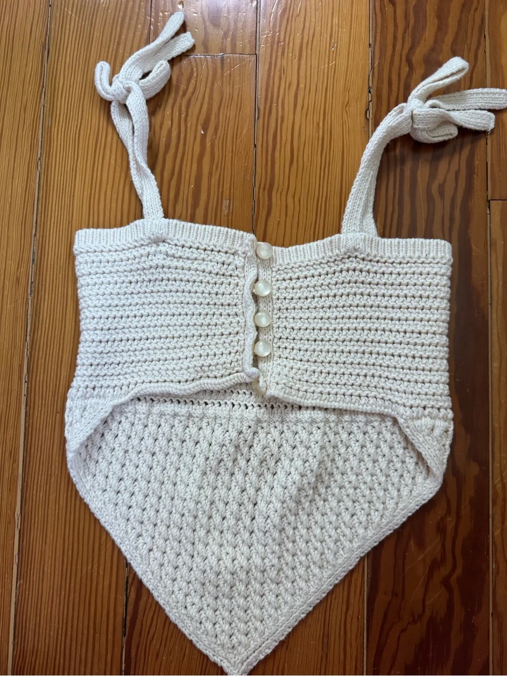 Urban Outfitters Crochet Knit Tie-Shoulder Bandeau Top - Picture 4 of 7